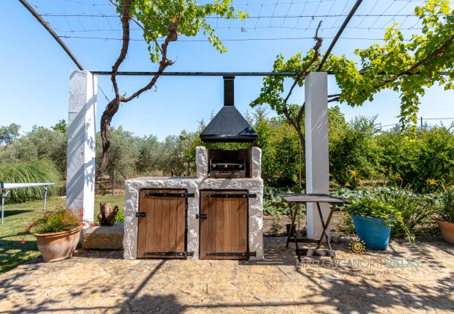 Built-in barbecue in finca garden in Mallorca Built-in barbecue in the garden of holiday finca in Mallorca